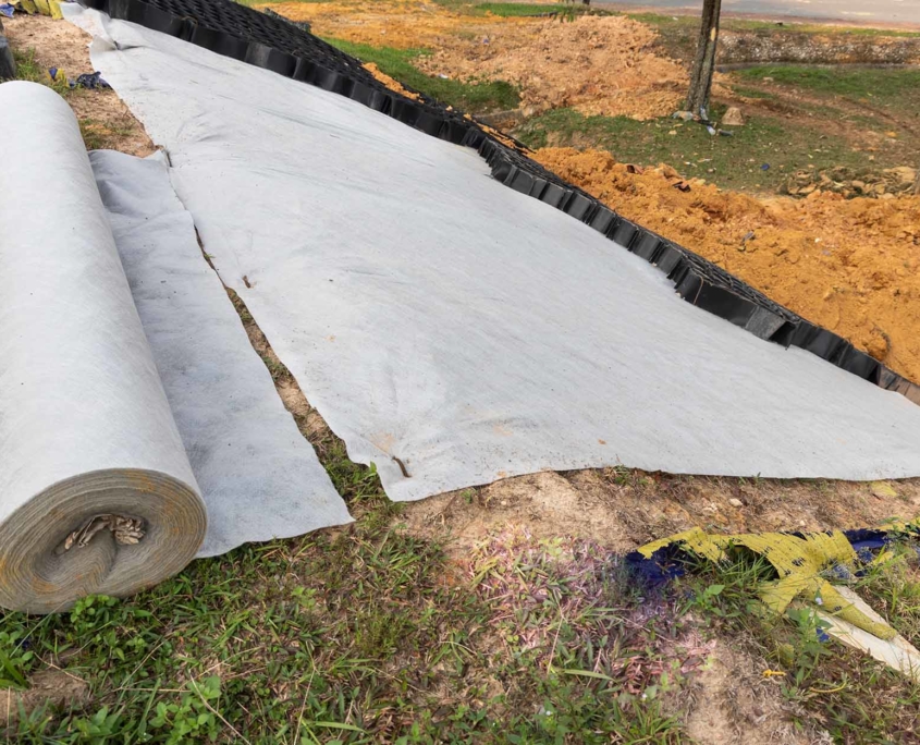 Installing black soil and erosion control materials