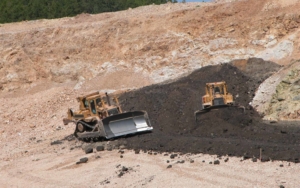 Mining site tractors working on Mine Reclamation