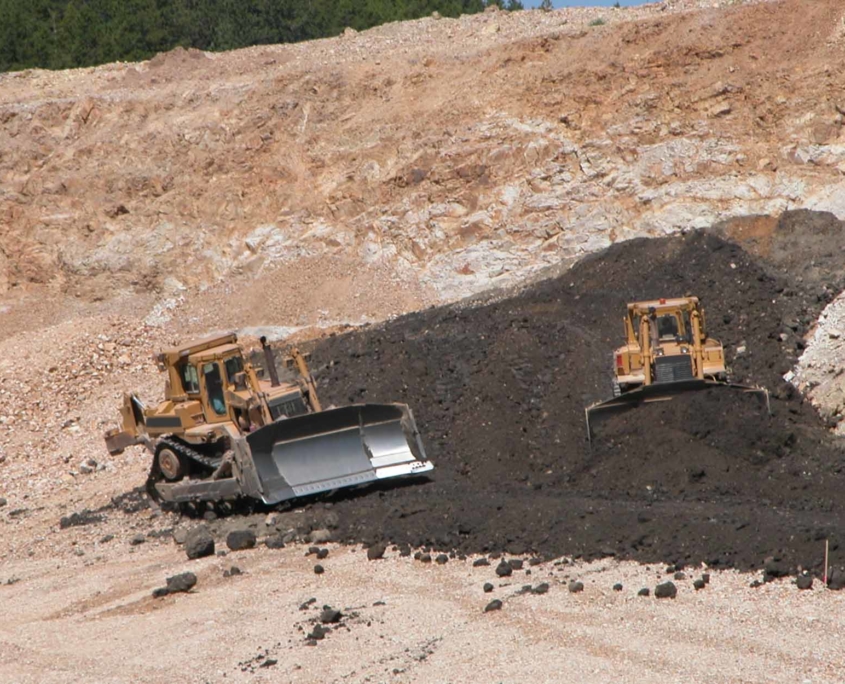 Mining site tractors working on Mine Reclamation