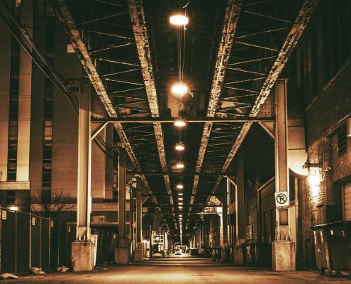 Underside View Of Chicago City Train Bridge